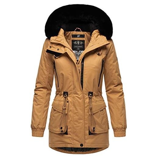 Navahoo - giacca invernale da donna, parka in cotone, con pelliccia sintetica rimovibile, olessaa, taglie xs-3xl, bordeaux, m