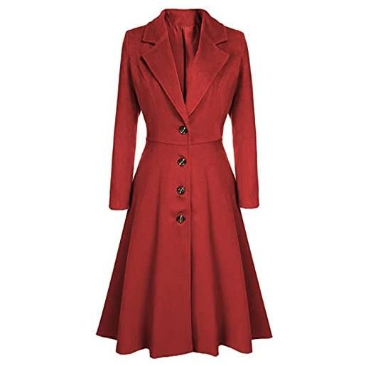 Generic cappotti da donna in misto lana cappotto risvolto avvolgere swing svasato inverno lungo cappotto giacca k374, marina militare, m