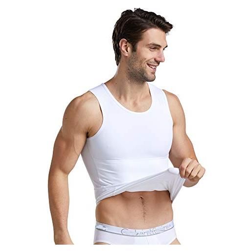 BaronHong camicia da uomo a compressione toracica camicia dimagrante body shaper canotta allenamento canotte addominali canottiere (nero, 2xl)