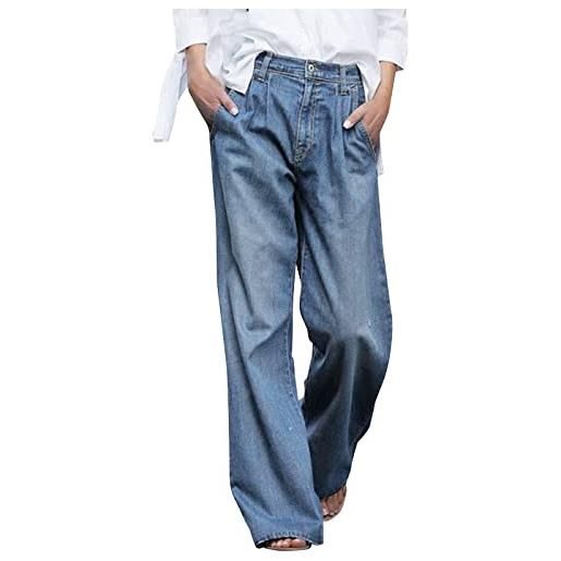 Dorjuli jeans cargo da donna, vintage, lunghi, per il tempo libero, elasticizzati, casual, jeans lunghi e skinny, jeans basici, per il tempo libero, blu, xl