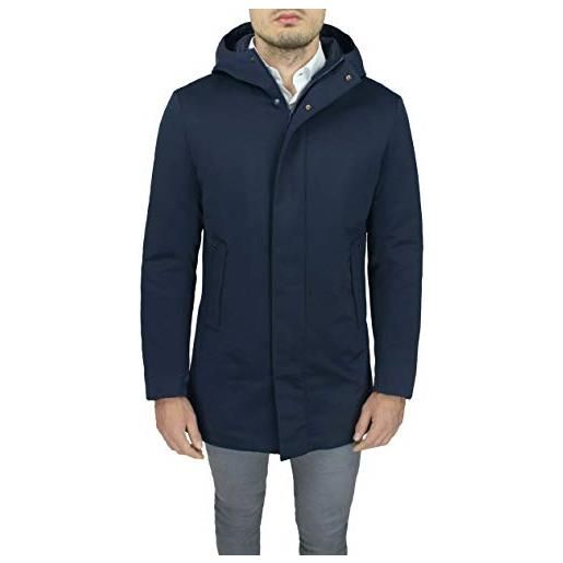 Evoga giaccone piumino uomo sartoriale slim fit giacca soprabito impermeabile elegante (xxxl, blu scuro)