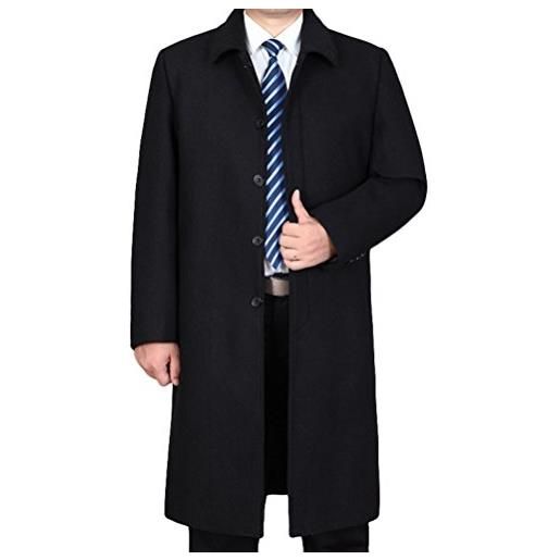 Vogstyle uomo nuovo cappotto trench monopetto slim fit windbreaker giacca lunga outwear stile 1-nero xxl