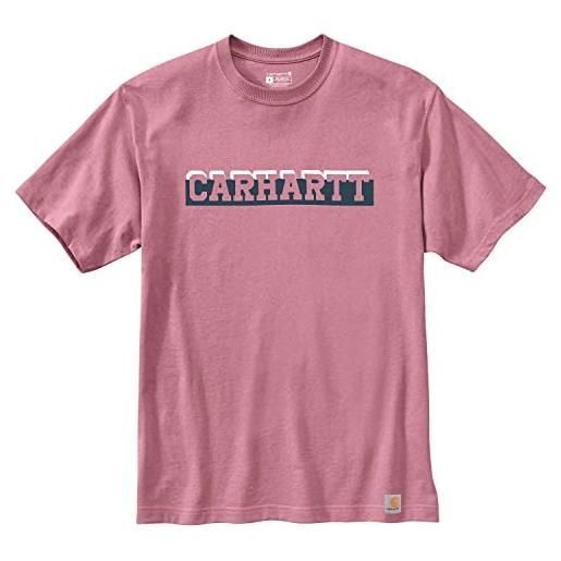 Carhartt maglietta da uomo relaxed fit heavyweight short-sleeve logo graphic, night blue heather, l