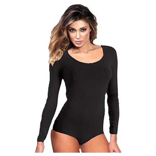 JADEA 2 pezzi body donna manica lunga 4154 in cotone elasticizzato, bianco, xs