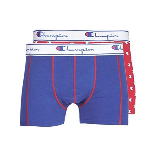 Champion coton mix, boxer de bain homme, multicolore (logo imprime navy/rouge 8mg), medium (taglia fabricante: m) (lot de 2)