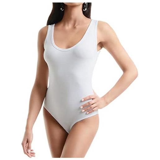 ROSSOPORPORA, 2 body donna a spalla larga in cotone bielastico. Colore bianco taglia xs/2