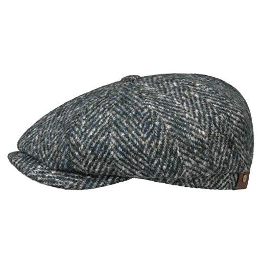 Stetson coppola hatteras wool colour neps uomo - cappellino da berretto piatto con visiera, fodera autunno/inverno - 55 cm marrone-blu