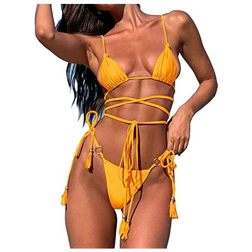 Ausla bikini da donna in 2 pezzi costume da bagno bikini sexy con perizoma a triangolo e perizoma per piscina per feste in spiaggia (m)