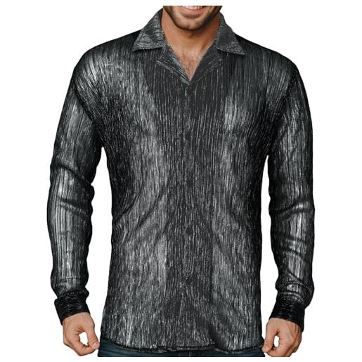 AIEOE camicia a rete da uomo trasparente a maniche lunghe trasparente sottile e traspirante, bianco 01, xl