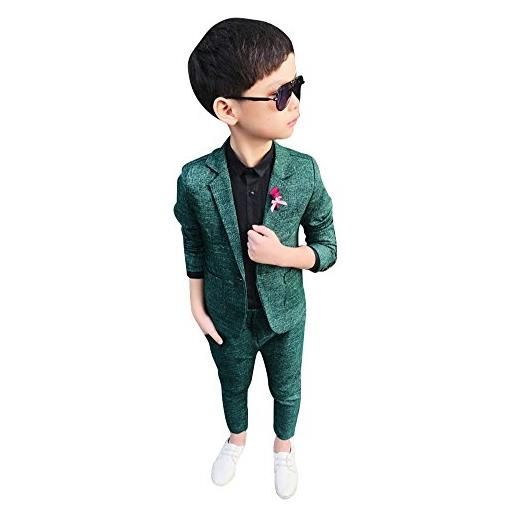 DianShao bambini bambino elegante formale 2 pezzi abiti cerimonia set blazer + pantaloni verde 110