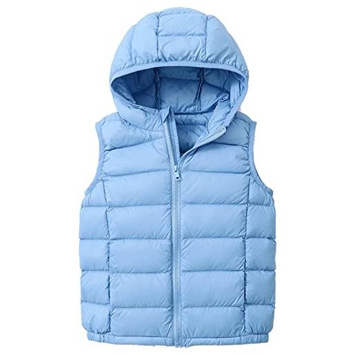 SK Studio ragazza ragazzo gilet piumini cappotto imbottito senza manica da bambini zip up giubbotto invernale blu navy, 8-9 anni