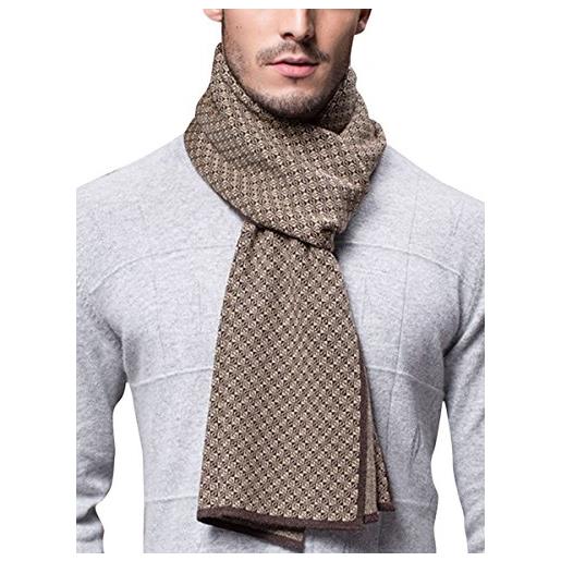 WANYING sciarpa uomo giovane autunno inverno 6% lana morbido business 180 × 30 cm a quadri grigio