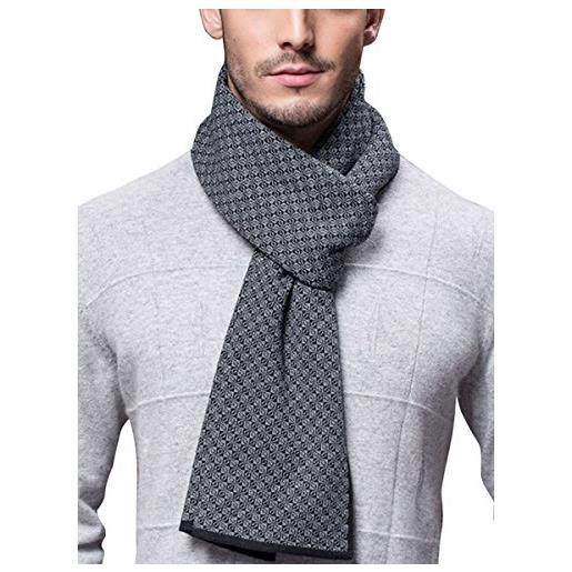 WANYING sciarpa uomo giovane autunno inverno 6% lana morbido business 180 × 30 cm a quadri cachi marrone
