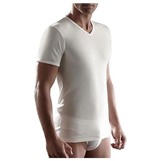 CAGI 3 t-shirt scollo a punta lana e cotone mezza manica art. 5329 (5, bianco)