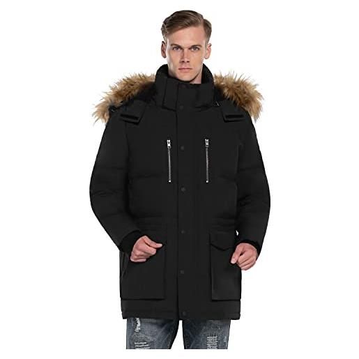 Extreme Pop giaccone a vento da uomo giacca impermeabile in pelliccia sintetica color rosso kaki o nera brand uk (xxl, nero)