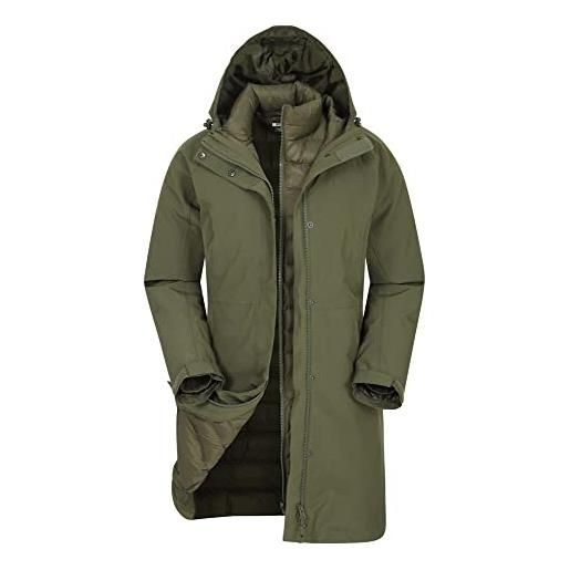 Mountain Warehouse alaskan giacca a vento impermeabile da donna da trekking antivento 3 in 1, giacca lunga impermeabile da donna antipioggia per inverno da viaggio grigio scuro 38