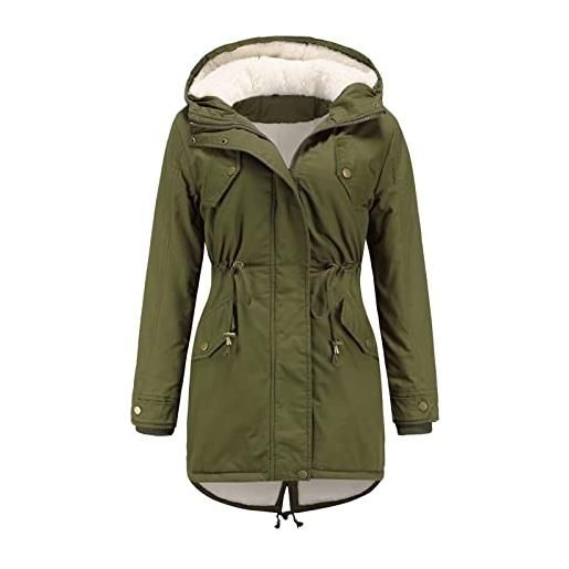 MEYOCEYO parka invernale donna giacca invernale caldo giubbotto parka media lunghezzz slim fit con cappuccio cappotto army green 5xl