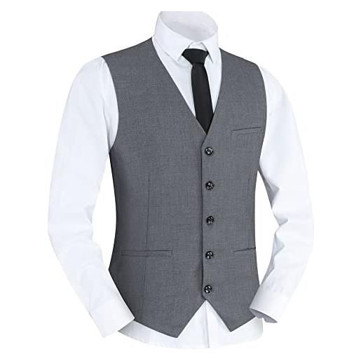 Yukirtiq gilet da abito da uomo tinta unita slim fit gilet uomo elegante con scollo a v scozzese formale da cerimonia nuziale gilet uomo senza maniche