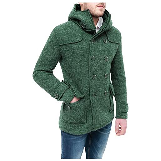 Evoga cappotto giacca uomo grigio scuro casual invernale doppiopetto slim fit (xxl, blu)