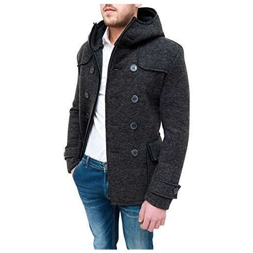 Evoga cappotto giacca uomo casual invernale doppiopetto slim fit (s, beige)
