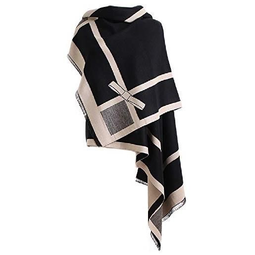 Brillabenny sciarpa stola mantella pashmina soft misto lana e cashmere scialle nero scarf wool foulard woman luxury