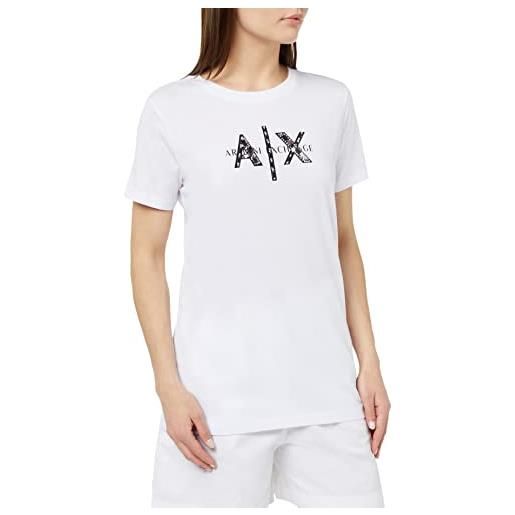 ARMANI EXCHANGE vestibilità regolare, logo con paillettes, t-shirt donna, nero, xxl