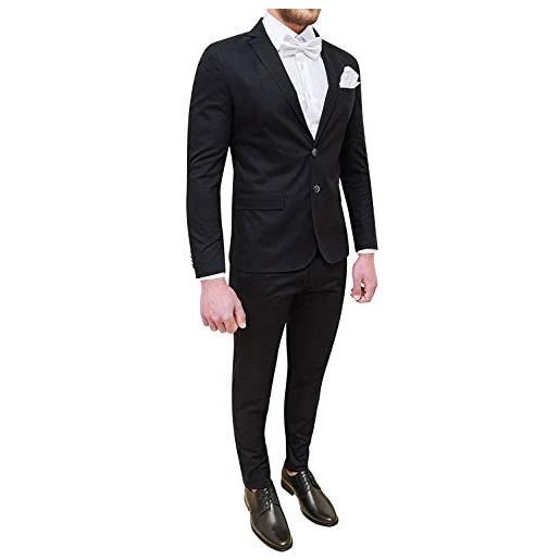 Trade Sartoriale abito completo uomo nero elegante made in italy con papillon e pochette (44)