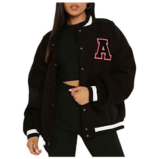 EGSDMNVSQ giacca corta da donna primaverile college giacca da baseball cappotto bomber per ragazze vintage