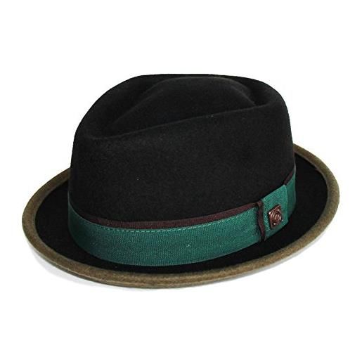 DASMARCA edward nero/verde inverno feltro di lana porkpie cappello - m