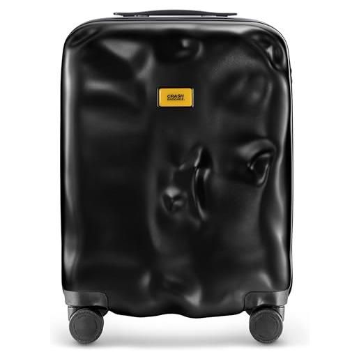 CRASH BAGGAGE - icon cabin, valigia rigida in policarbonato, bagaglio a mano, dimensioni trolley 55 x 40 x 22 cm, capacità 35 litri, colore black