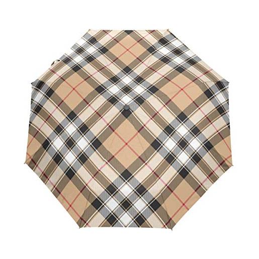 Sawhonn plaid scozzese vintage diagonale ombrello automatico pieghevole portatile ombrelli antivento da viaggio per uomini donn