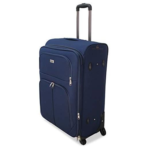 ORMI set 3 valigie trolley valigia espandibile in poliestere 4 ruote (blu)