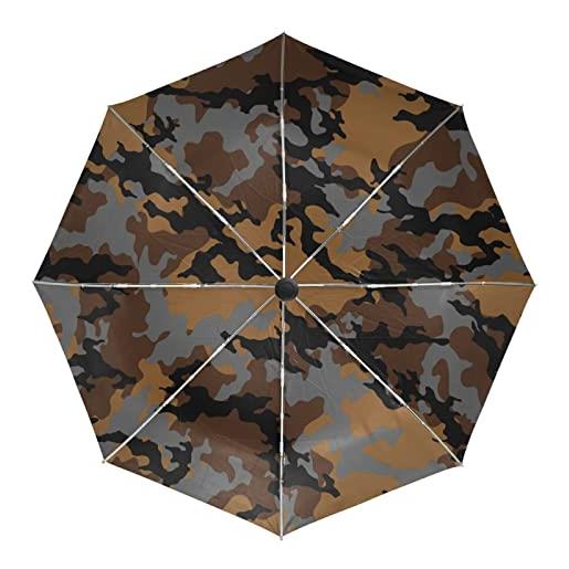 Sawhonn modello grigio art camouflage style ombrello automatico pieghevole portatile ombrelli antivento da viaggio per uomini donn