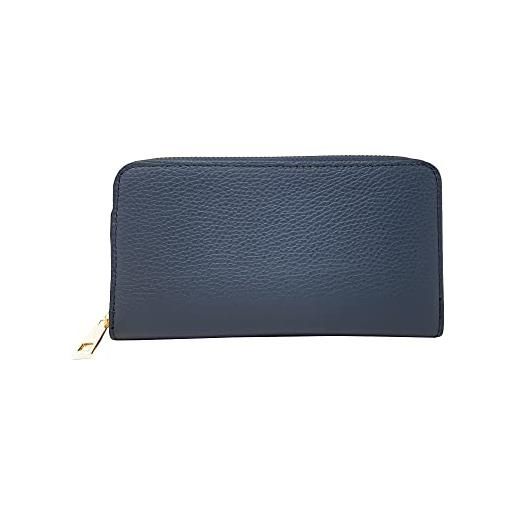 Chicca Borse portafoglio lungo donna portafogli in pelle italiana accessorio porta carte (blu scuro)