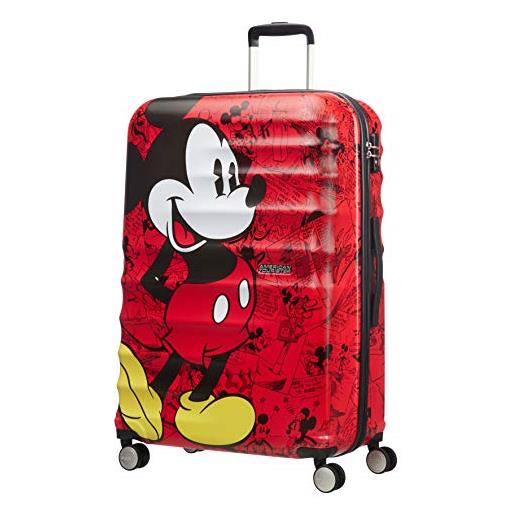 American Tourister wavebreaker disney - spinner l, bagaglio per bambini, 77 cm, 96 l, multicolore (mickey comics red)