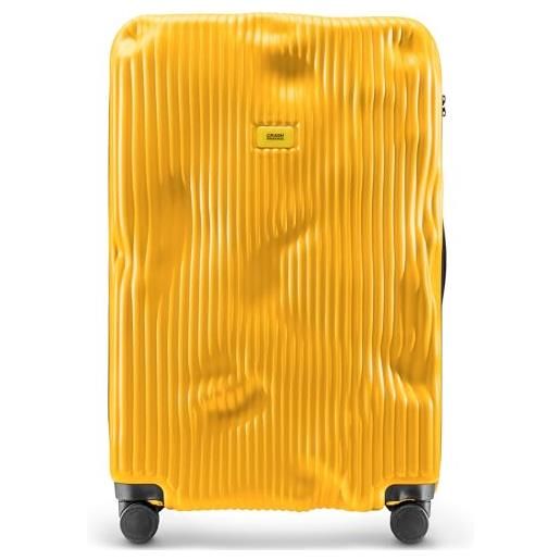 CRASH BAGGAGE - stripe large, valigia rigida in policarbonato con strisce in rilievo, bagaglio grande, dimensioni trolley 79 x 50 x 30 cm, capacità 99 litri, colore yellow