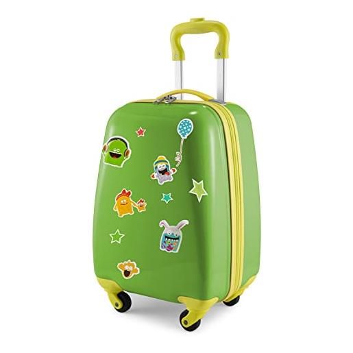Hauptstadtkoffer - valigia rigida per bagagli per bambini in abs / pc, , verde mela + adesivo mostri, bagaglio per bambini