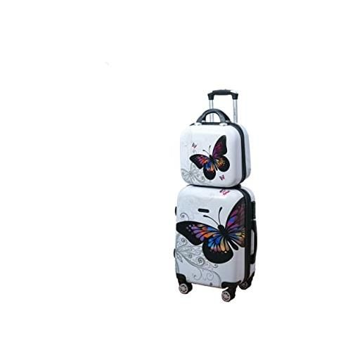 CELIMS - valigia in policarbonato - 4 ruote doppie - lucchetto tsa - maggiore capacità con il suo soffietto, bianco, cabine et vanity