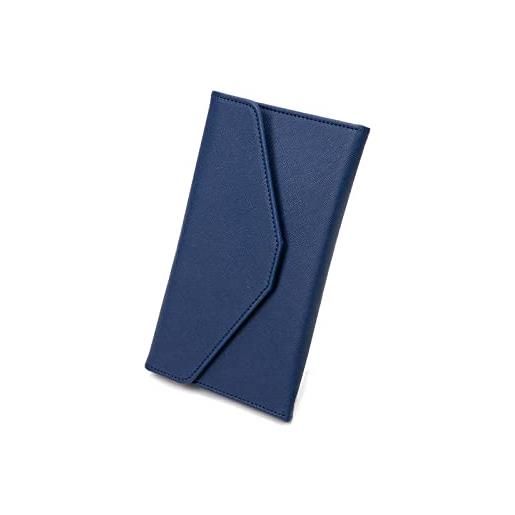 PORRASSO portafoglio da viaggio custodia per passaporto copertina per passaporto in pu con blocco rfid per donna uomo carte d'identità carte di credito biglietti aerei passaporto blu scuro