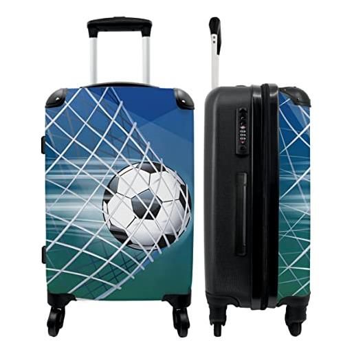 NoBoringSuitcases.com® trolley grande valigia cavalcabile per bambini suitcase bambino valigia grande calcio - gol - rete - punteggio - 67x43x25cm
