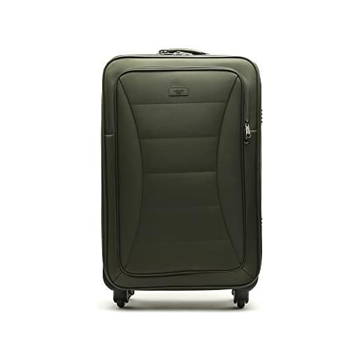 MISAKO valigia in tessuto mediana da viaggio leslie verde unisex - valigia elegante morbida semirigida - 67 x 42 x 23 cm 4 ruedas