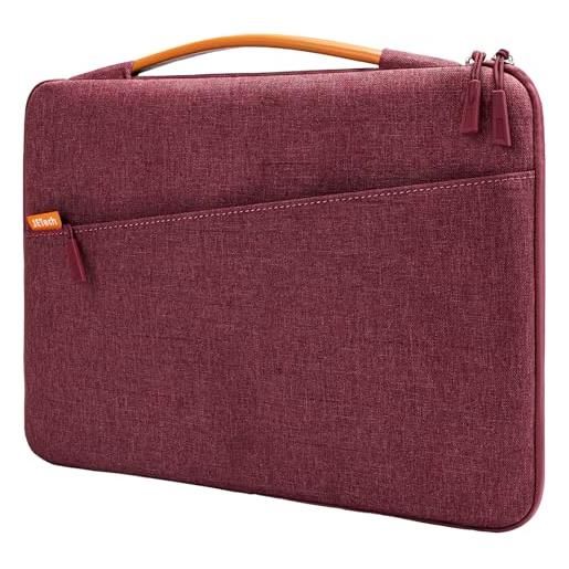 JETech custodia laptop per 13,3 pollici mac. Book air/pro, impermeabile custodia borsa con maniglia e tasca portatili, compatibile con 13-13,6 pollici notebook (rosso)