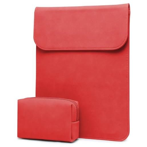 HYZUO 15-16 pollici laptop custodia borsa sleeve portatile compatibile con 2019-2022 mac. Book pro 16 m1 pro/max a2485 a2141/mac. Book pro 15/15 surface laptop/xps 15, con borsa accessori, rosso