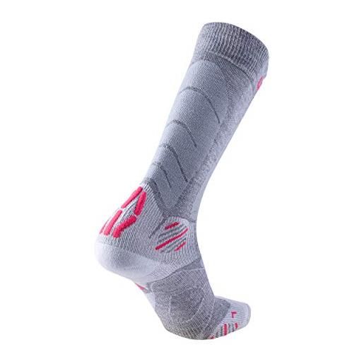 UYN wintersports calze tecniche da sci, adulto, grigio (medium grey melange/purple), 41/42