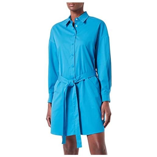 Love Moschino abito in cotone e nylon twill with logo bubble embroidery. Vestito, azzurro, 44 donna