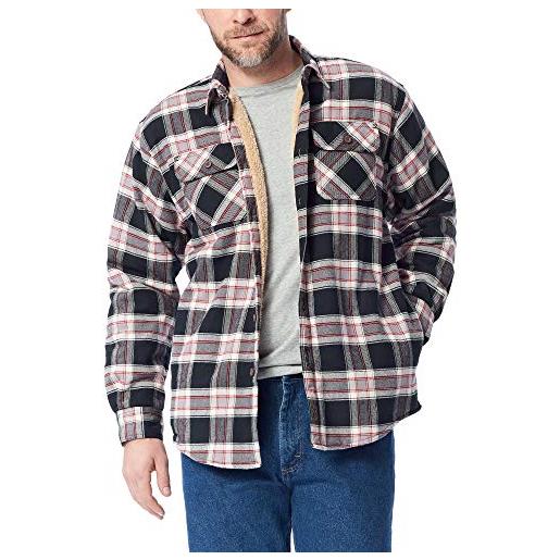 Wrangler Authentics giacca in flanella foderata sherpa a maniche lunghe camicia button-down, caviale, m uomo
