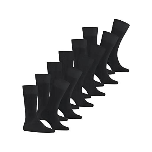 Falke happy 6-pack m so cotone tinta unita confezione di 6 paia, calzini uomo, nero (black 3000), 43-46