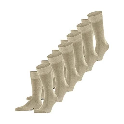 Falke happy 6-pack m so cotone tinta unita confezione di 6 paia, calzini uomo, beige (sand melange 4650), 47-50