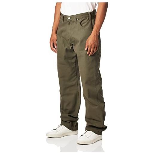Dickies jeans da carpentiere a forma di anatra sabbiata dalla vestibilità comoda, verde muschio, 34w/30l uomo