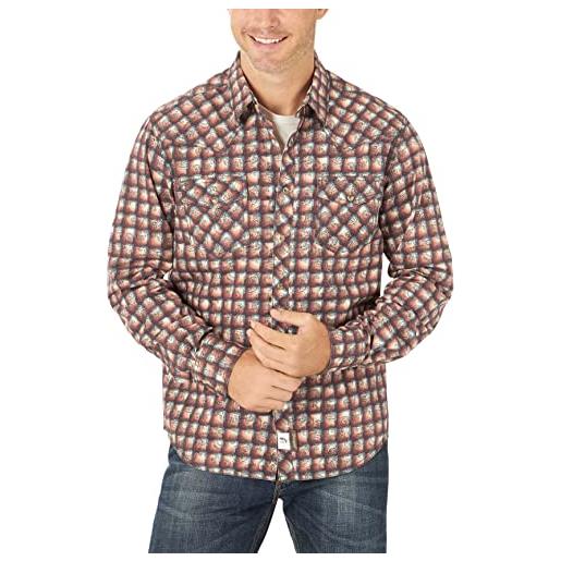 Wrangler mvr502t camicia button-down, marrone chiaro, l uomo
